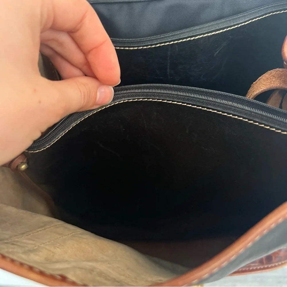 Vintage Brahmin brown & black purse tote leather - Picture 8 of 13